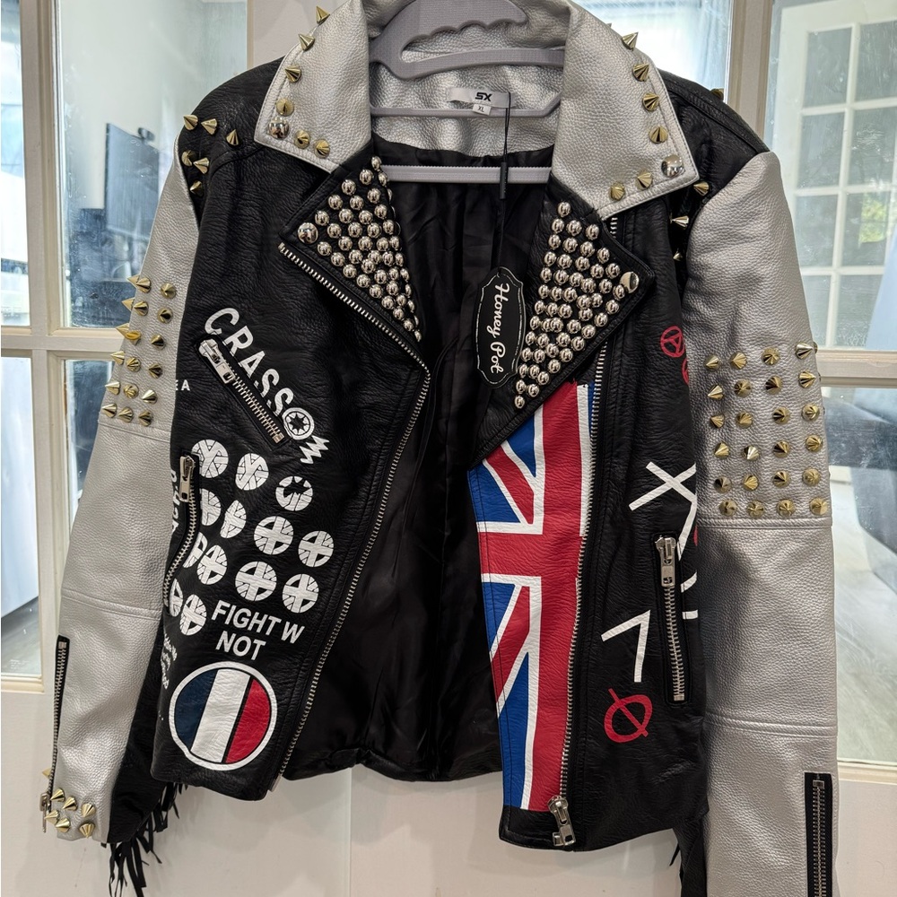 Studded Black and Silver Biker Jacket